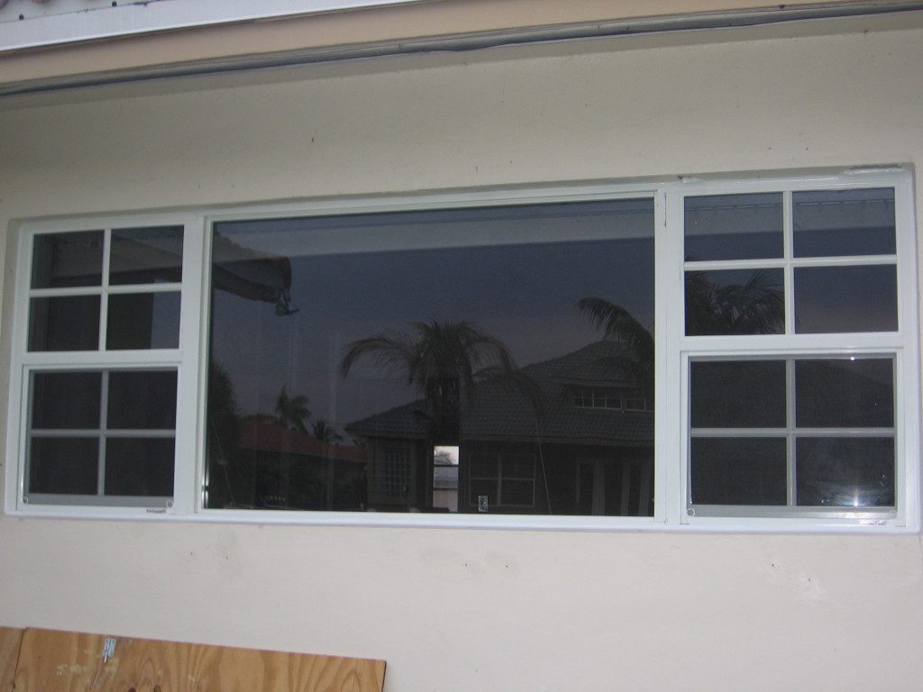 A window that is in the middle of a building.